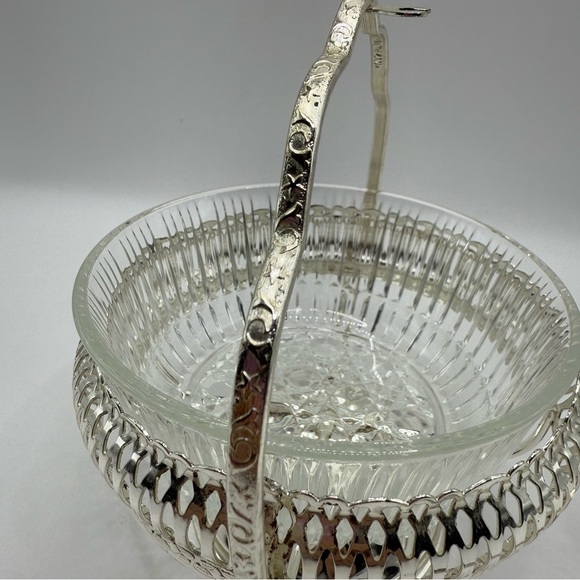 Vintage Mayell Silver Plated Crystal Condiment Jam Bowl w/ spoon Made in England - Picture 5 of 8